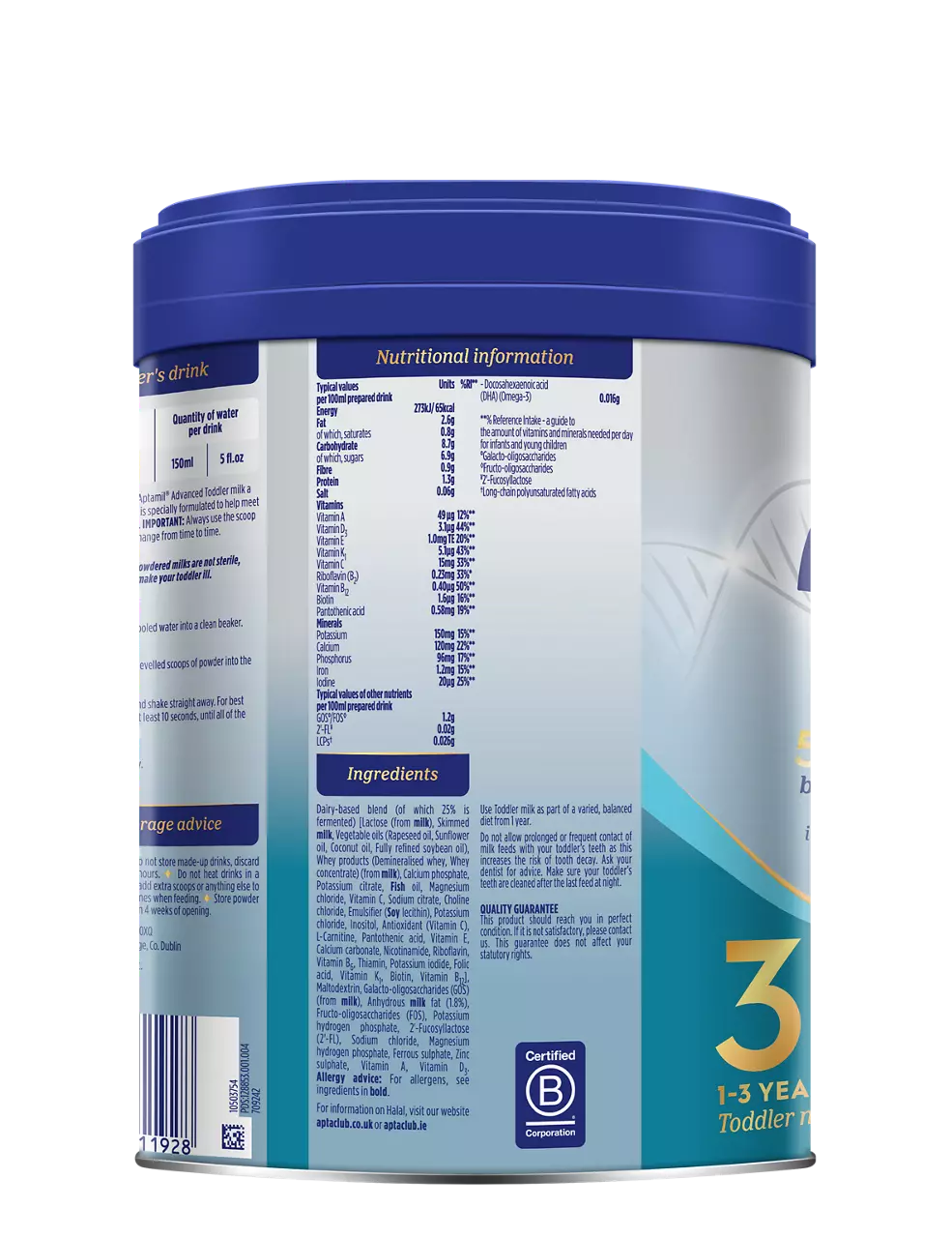Aptamil Advanced 3 toddler milk powder formula 800g for one year plus