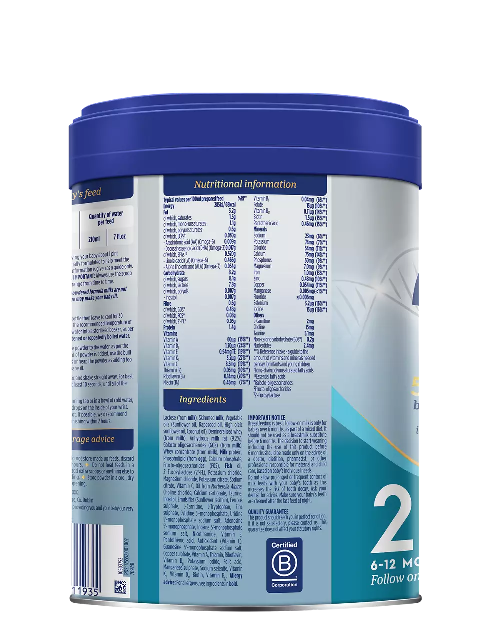 Aptamil Advanced 2 Follow On Milk 800g powder tin for 6-12 months