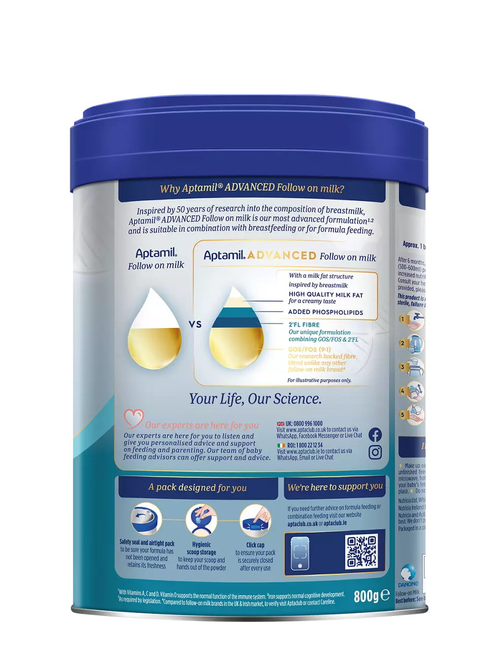 Aptamil Advanced 2 Follow On Milk 800g blue tin for six to twelve months