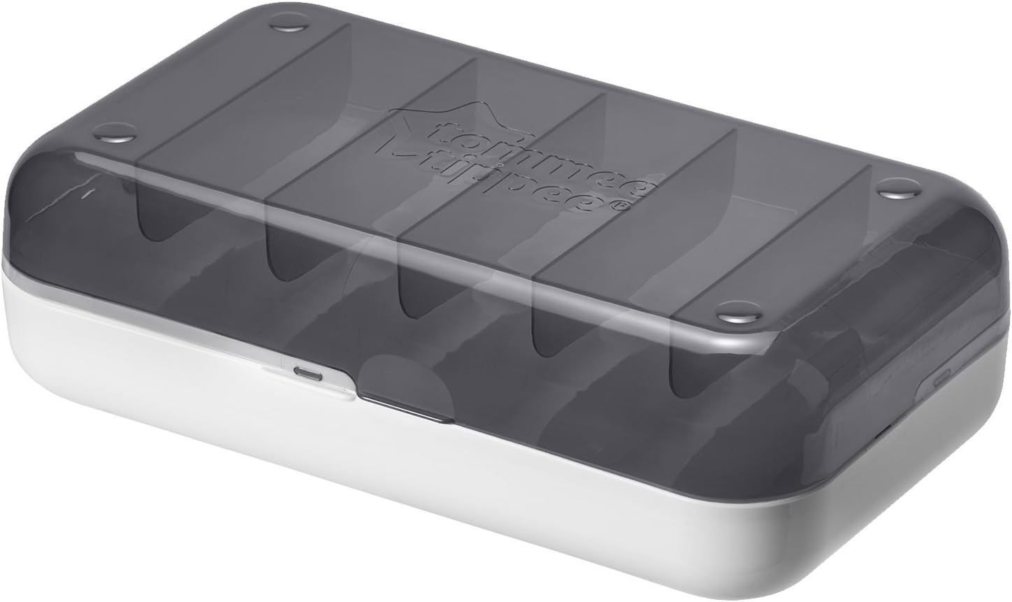 Tommee Tippee Express and Go grey breast milk storage case with compartments