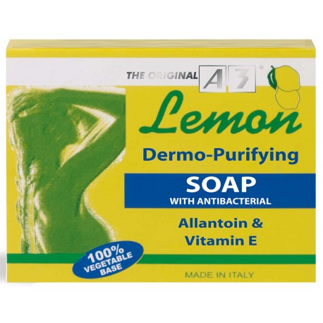 A3 Lemon Dermo-Purifying antibacterial soap bar, 100g, with allantoin and vitamin E