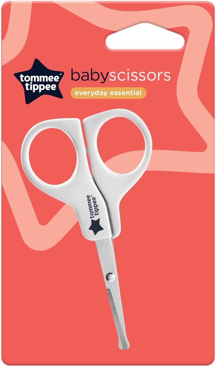 Tommee Tippee Everyday Essential baby nail scissors, white with rounded handles