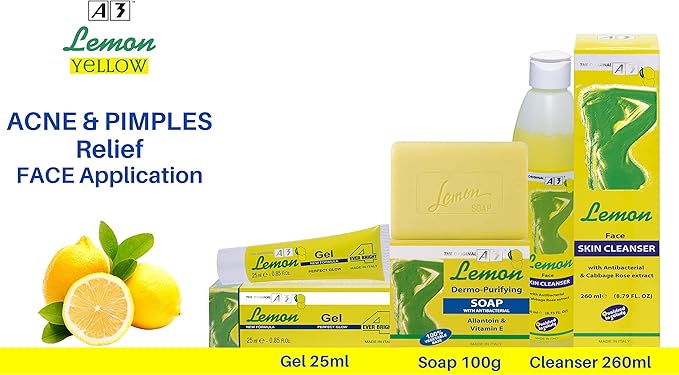 A3 Lemon Skin Cleanser yellow face wash 260ml bottle