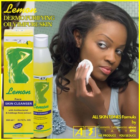 A3 Lemon Skin Cleanser 260 ml yellow bottle for oily impure skin
