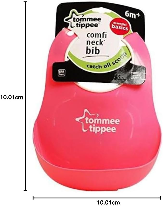 Tommee Tippee Essentials Comfi Neck Bib pink, six months plus