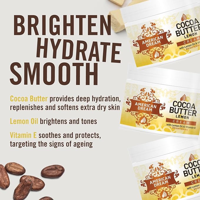 American Dream Cocoa Butter Lemon Cream 500ml with Lemon Oil and Vitamin E