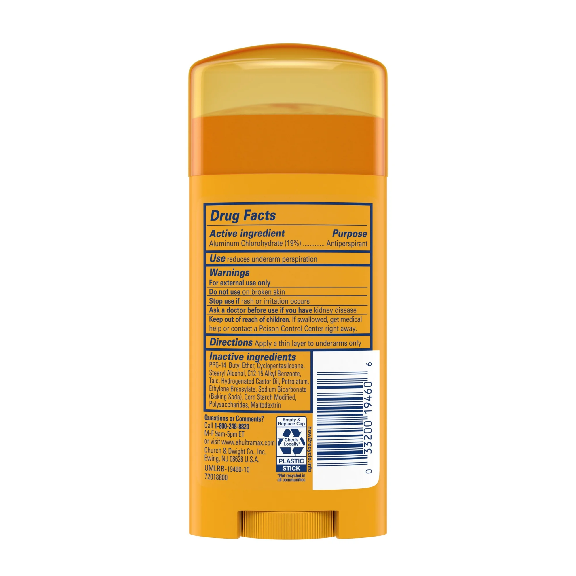Arm & Hammer Ultra Max Antiperspirant Deodorant Unscented 73g stick
