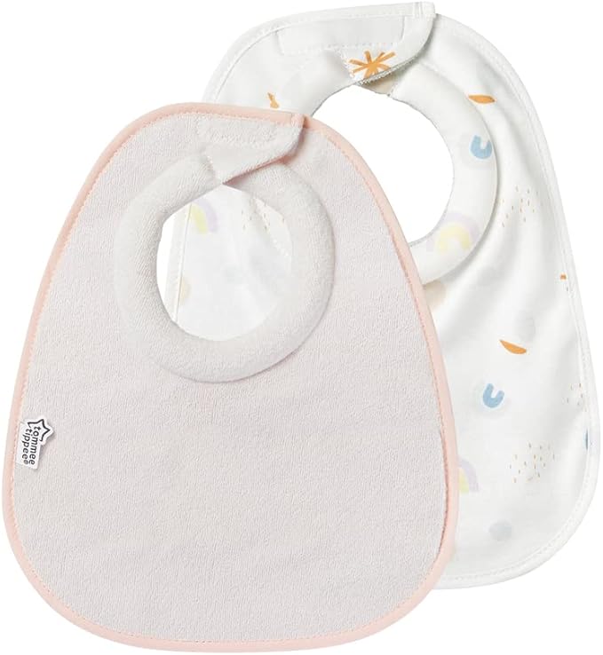 Tommee Tippee Closer to Nature milk feeding bibs two-pack pink and white