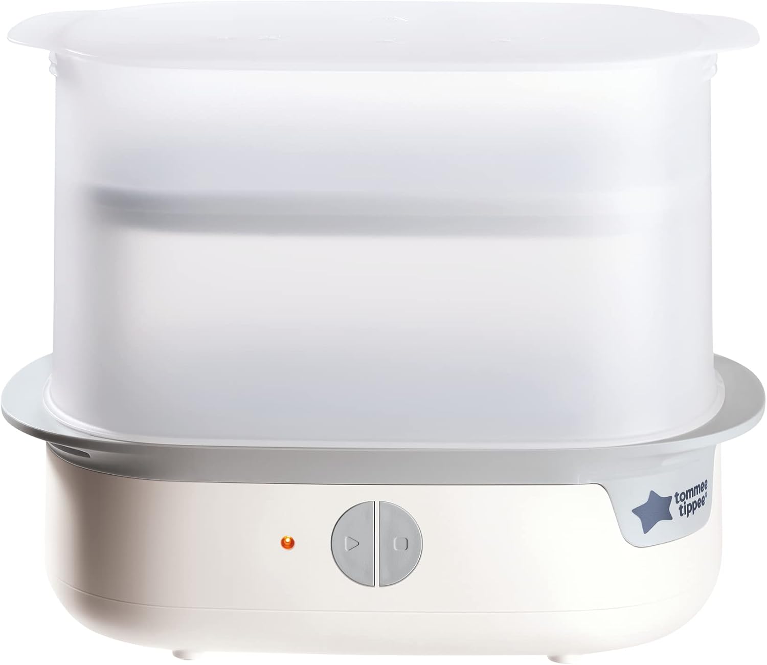 Tommee Tippee white electric steam steriliser with removable basket and lid