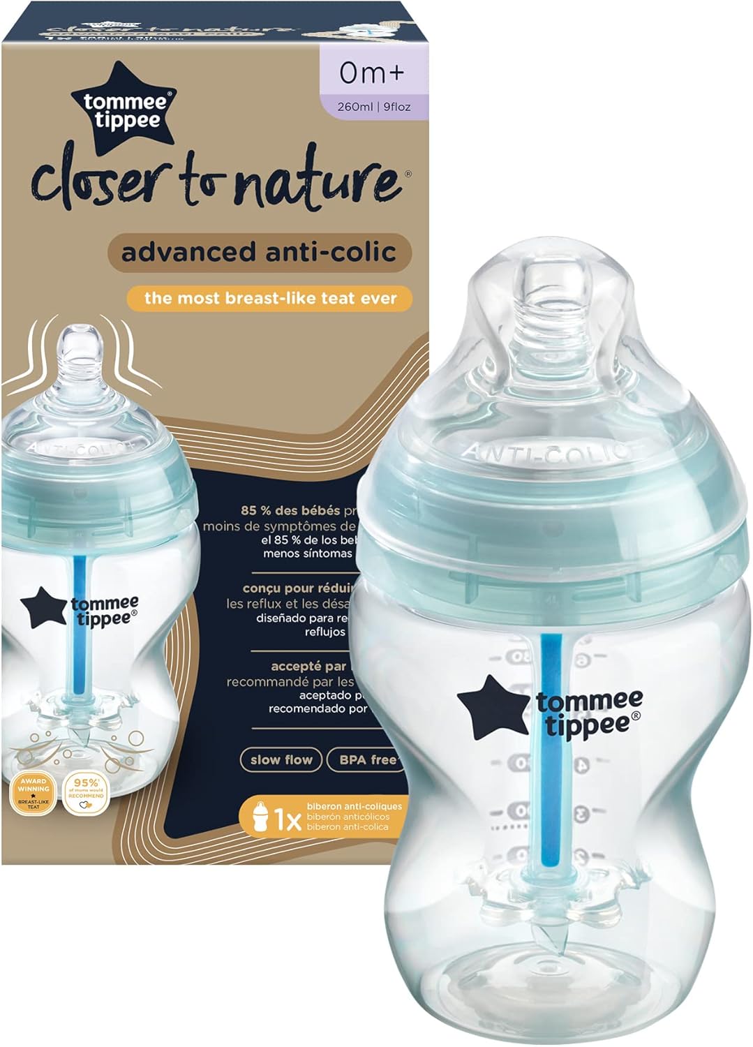 Tommee Tippee Closer to Nature Advanced Anti-Colic Baby Bottle 260ml
