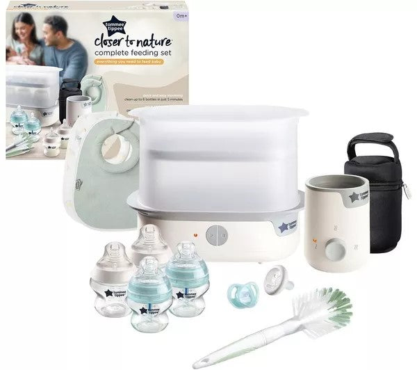 Tommee Tippee Closer to Nature white complete feeding set with steriliser and bottles
