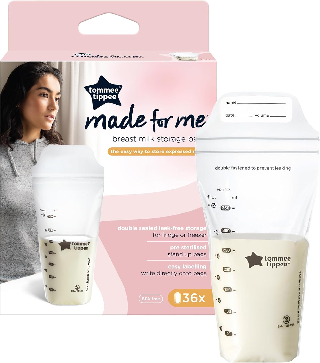 Tommee Tippee Made For Me breast milk storage bags 350ml 36 pack