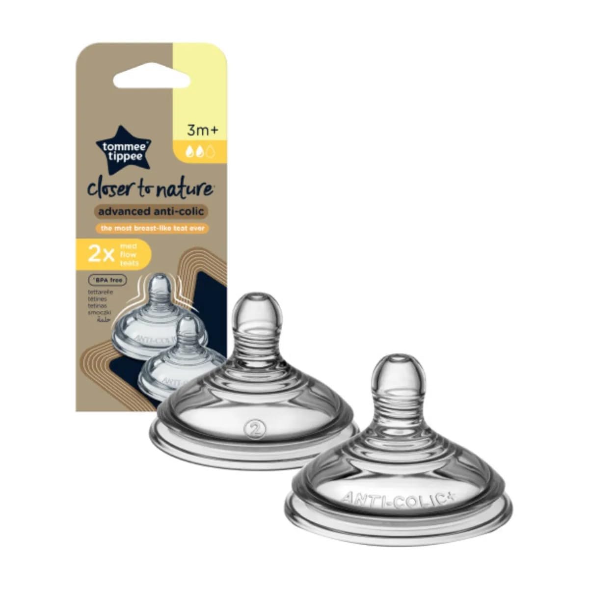 Tommee Tippee Advanced Anti-Colic Medium Flow Teats two pack 3m+