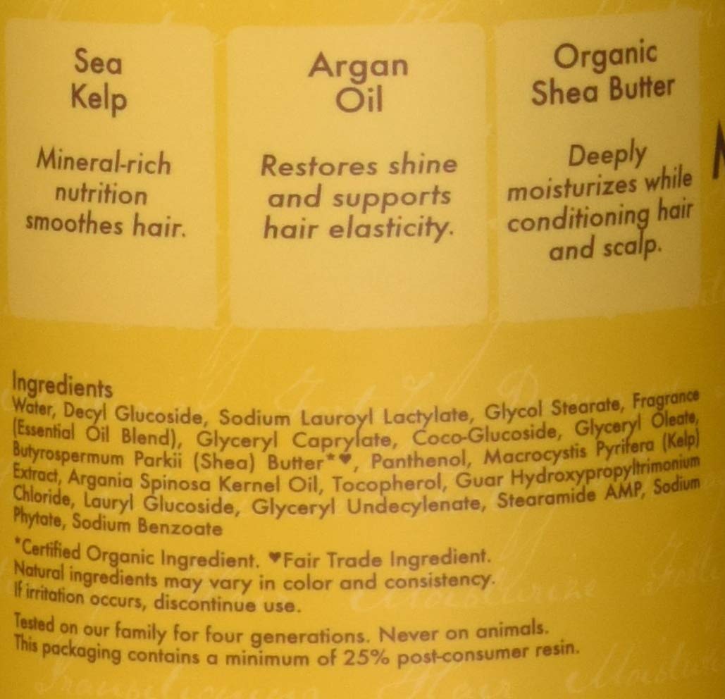 Shea Moisture Moist Retention Shampoo 13oz yellow bottle with argan oil and shea butter