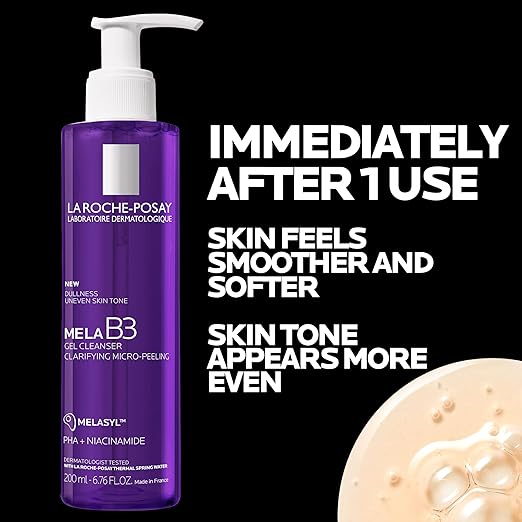 La Roche-Posay Mela B3 Clarifying Cleanser 200ml purple bottle with pump