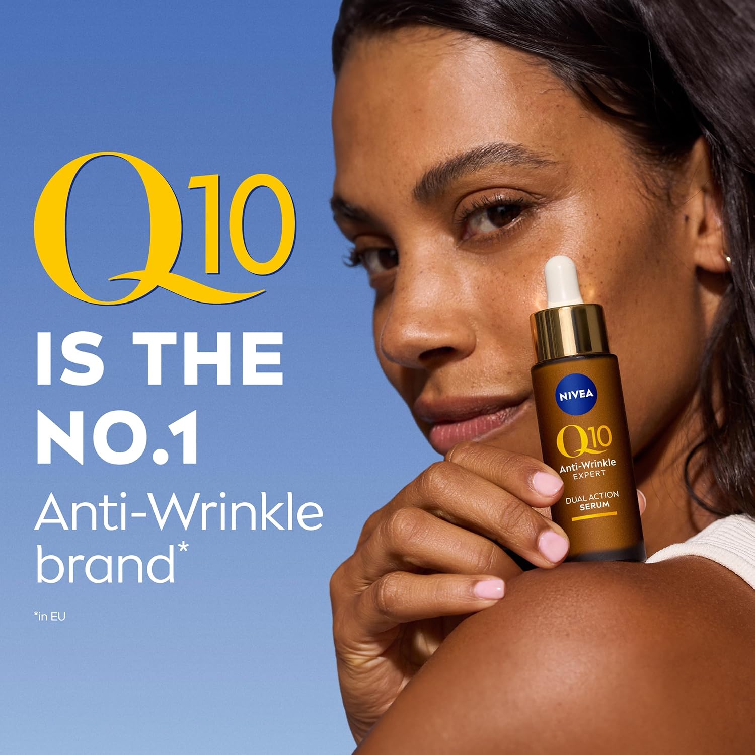 Nivea Q10 Anti-Wrinkle Expert Dual Action Serum 30ml amber bottle with gold dropper cap