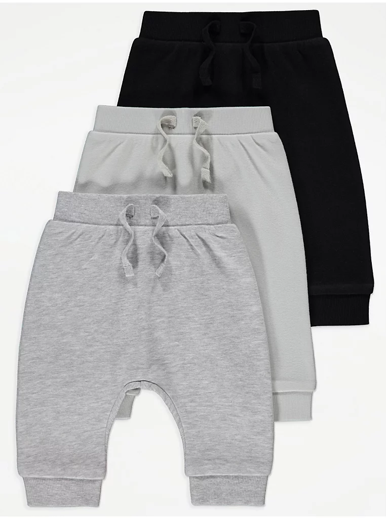 George jersey joggers three pack, grey and black