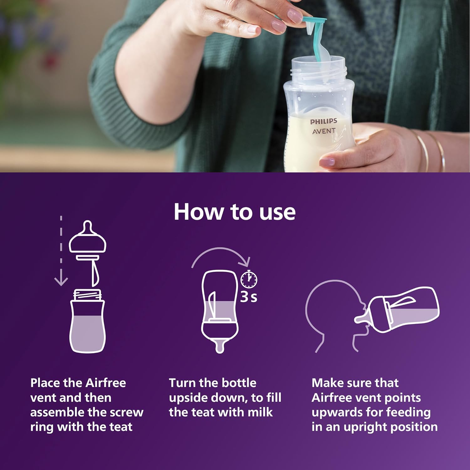 Philips Avent Natural Response 3.0 AirFree Vent 125ml bottle two pack