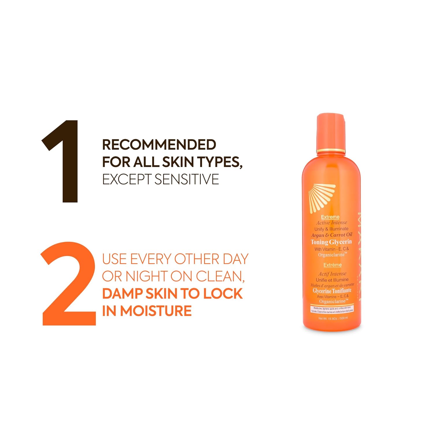 Makari Extreme Argan and Carrot Oil Toning Glycerin orange gel bottle