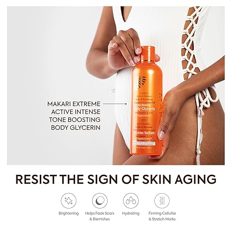 Makari Extreme Argan & Carrot Oil tone boosting body glycerin orange bottle