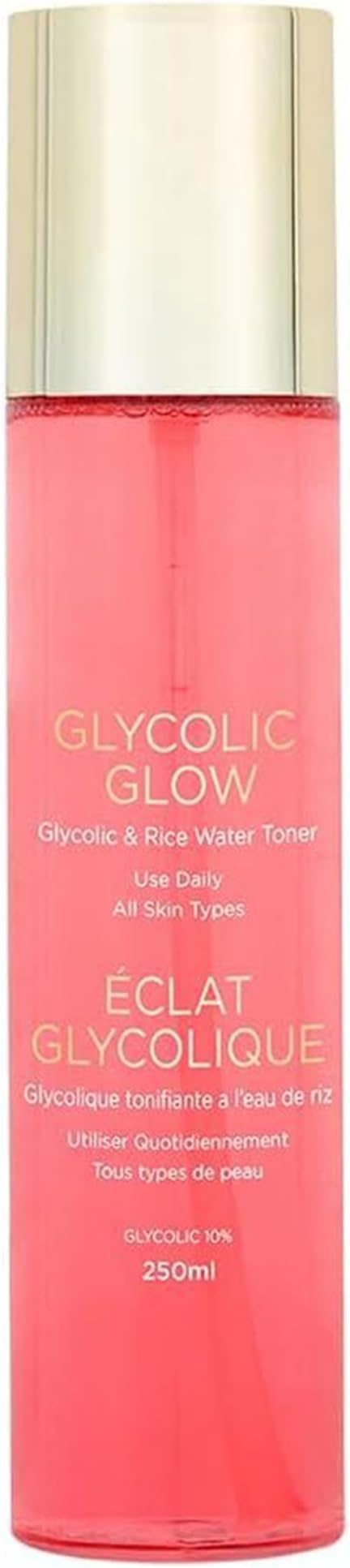 Makari Glycolic Glow pink toner bottle 250ml with gold cap