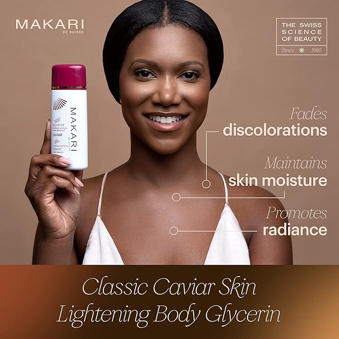 Makari Caviar Luminous Body Glycerin white bottle with burgundy cap