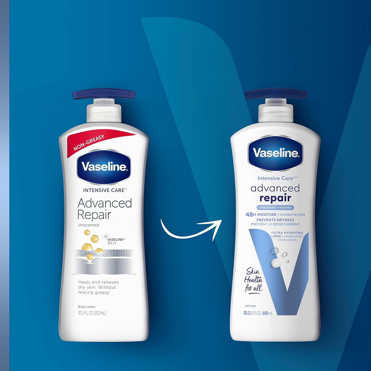 Vaseline Intensive Care Advanced Repair unscented body lotion, 20.3 fluid ounces bottle