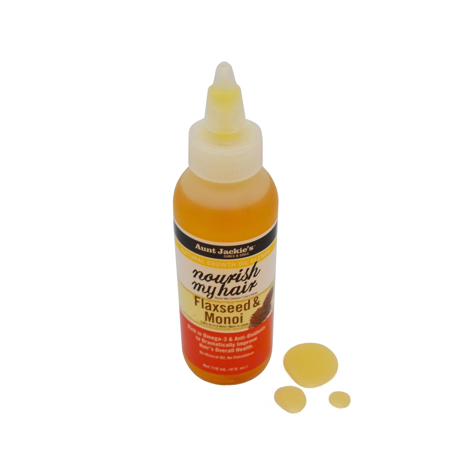 Aunt Jackie's Nourish My Hair growth oil with flaxseed and monoi, 4 oz bottle