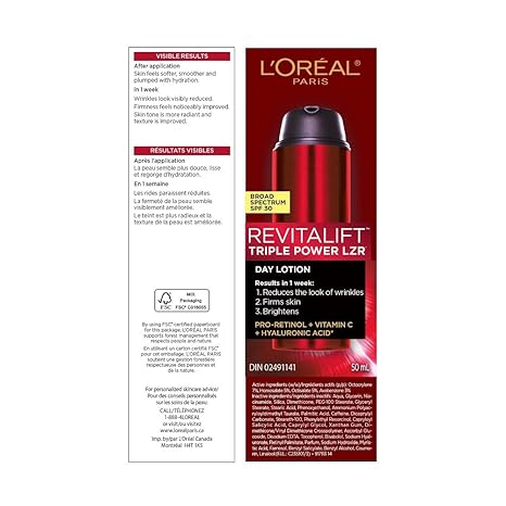 L'Oreal Revitalift Triple Power day lotion SPF30, 1.7 ounce bottle