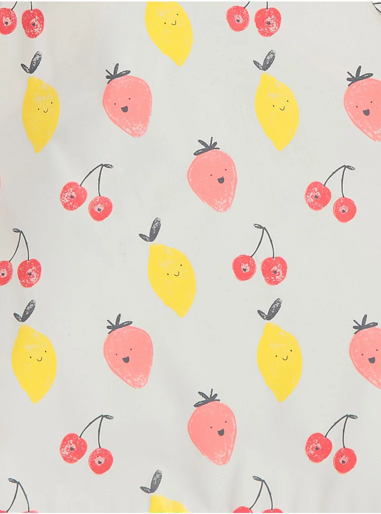 George cream fruit coverall bib with strawberry and lemon print
