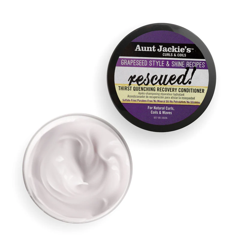 Aunt Jackie's Grapeseed Quenching Recovery Conditioner 15 oz jar with cream texture