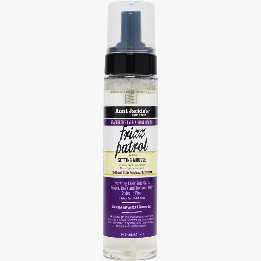Aunt Jackie's Frizz Patrol Anti-Poof Setting Mousse 8.5oz spray bottle