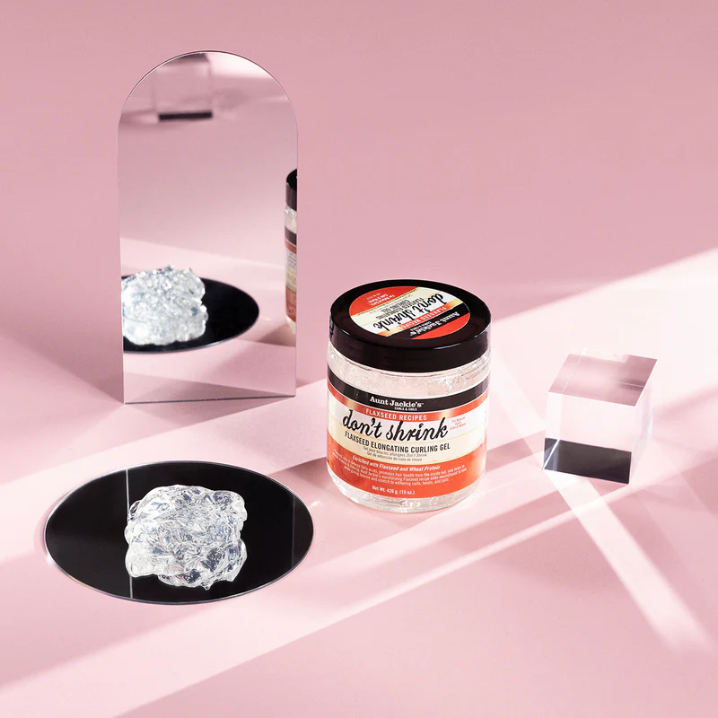 Aunt Jackie's Don't Shrink Flaxseed curling gel 426g jar with black lid