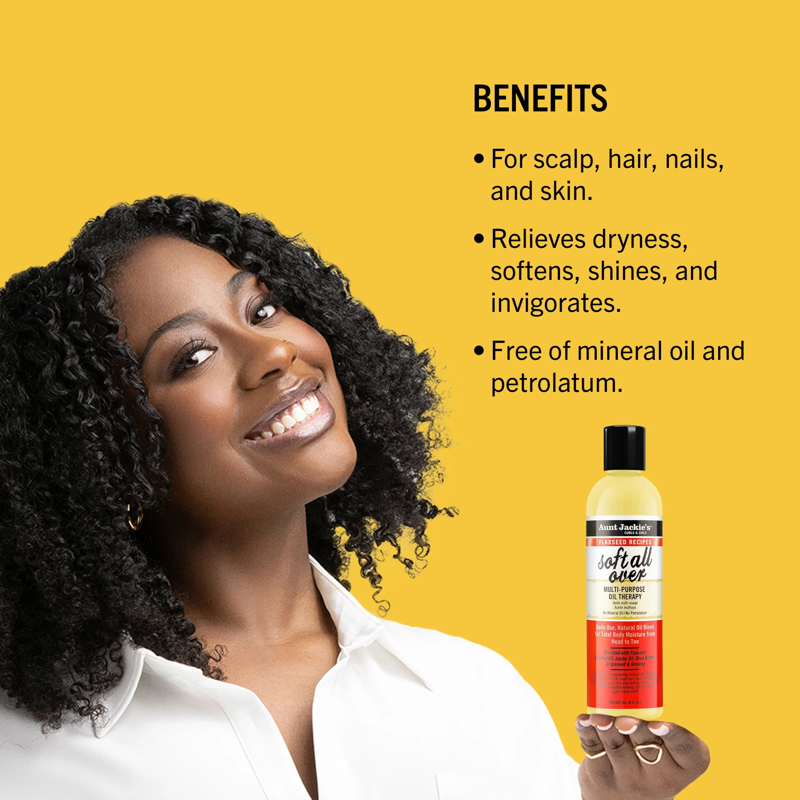 Aunt Jackie's Curls & Coils Flaxseed Recipes Soft All Over Multi-Purpose Oil 355ml bottle