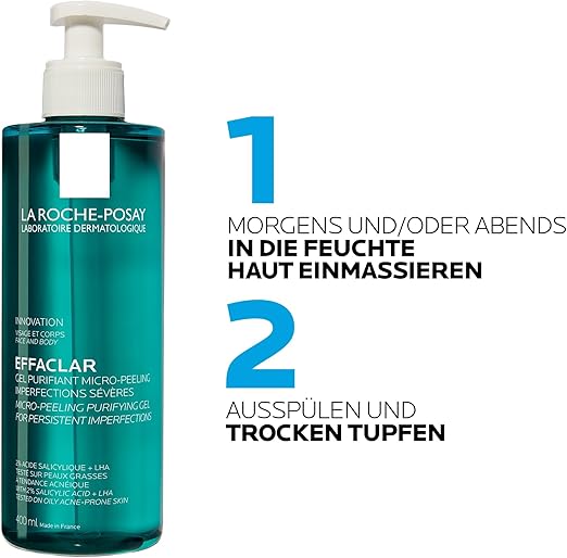 La Roche-Posay Effaclar Micro-Peeling Purifying Gel Wash 400ml teal bottle
