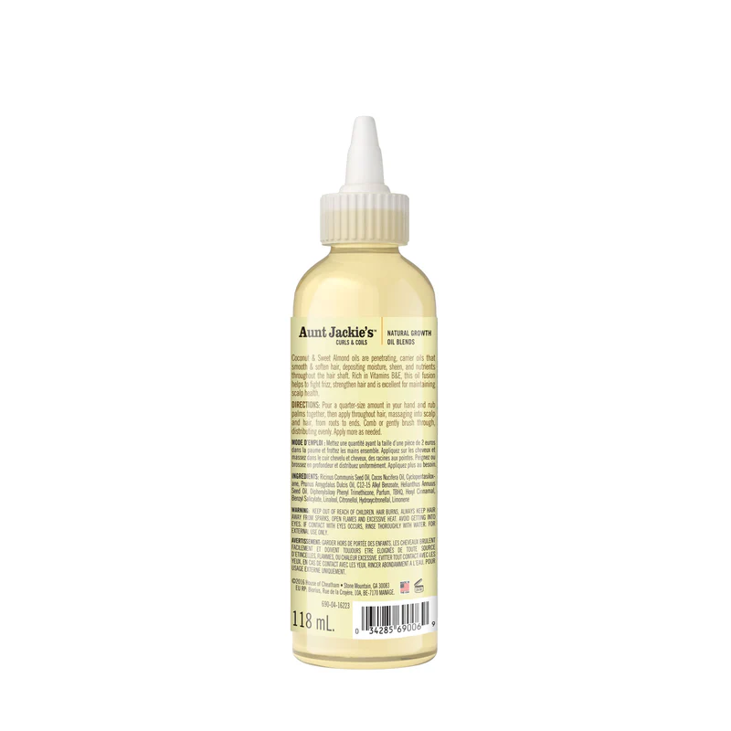 Aunt Jackie's Frizz Rebel Coconut and Sweet Almond Oil 118ml bottle