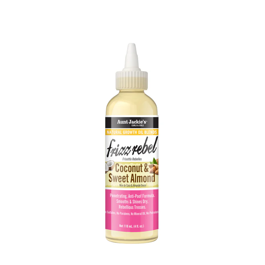 Aunt Jackie's Frizz Rebel Coconut & Sweet Almond Oil 118ml hair treatment bottle