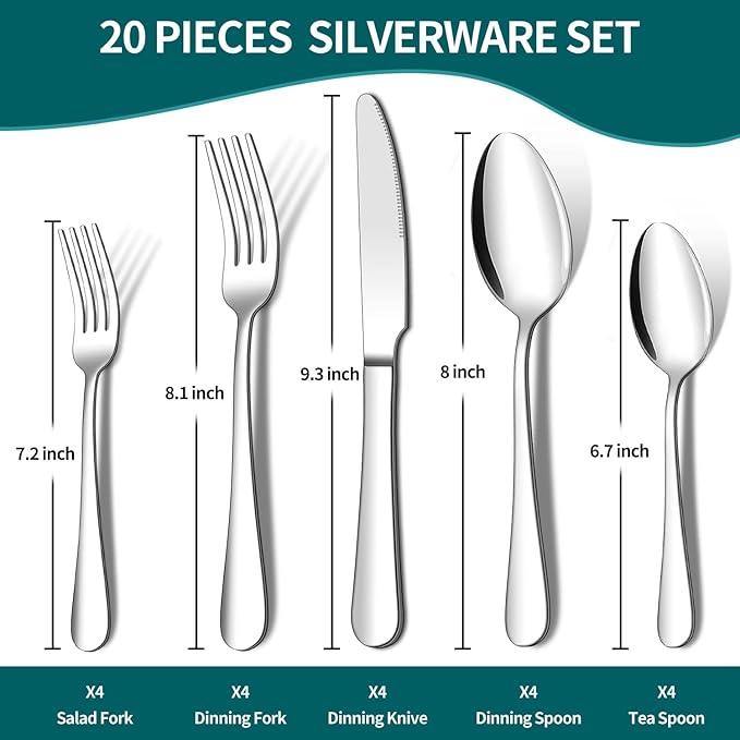 Member's Mark Premium 18/10 stainless steel 20 piece flatware set