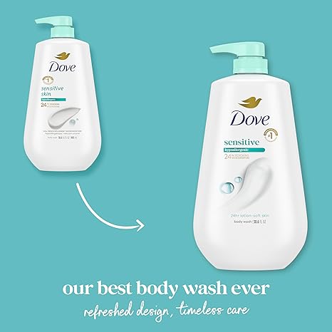 Dove Sensitive Skin Hypoallergenic Body Wash two pack 30.6 fl oz bottles