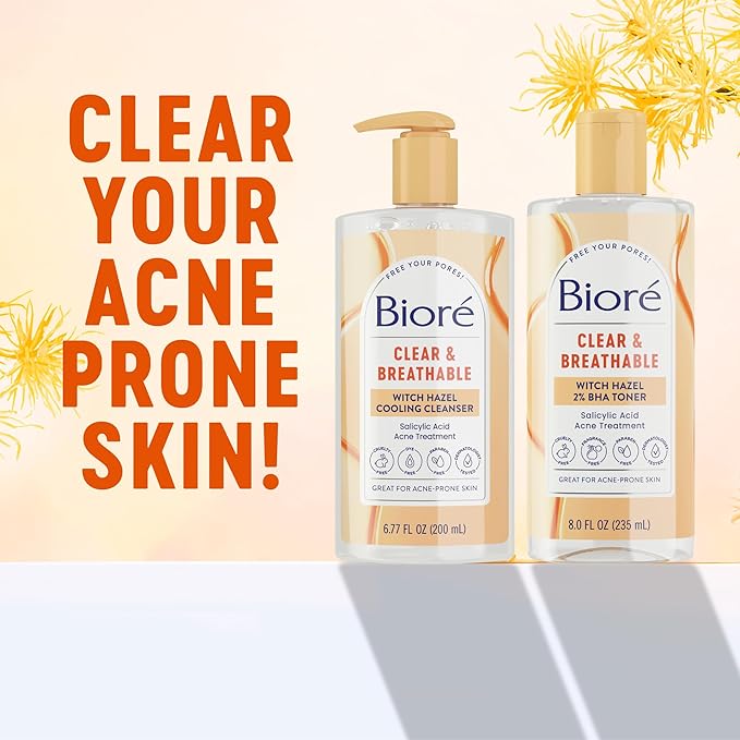 Biore Clear and Breathable Witch Hazel Cooling Cleanser 6.77 oz bottle