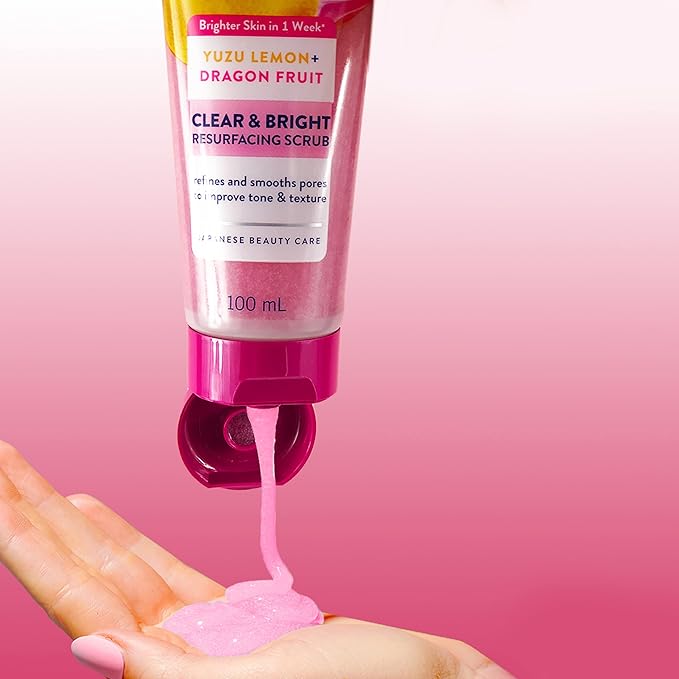 Biore Clear & Bright Resurfacing Scrub with Yuzu Lemon and Dragon Fruit 100ml