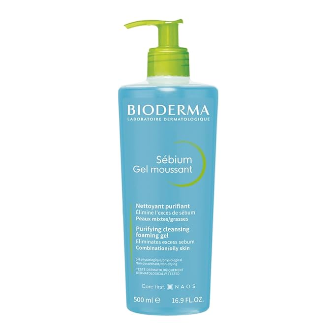 Bioderma Sébium Gel Moussant 500ml foaming cleansing gel with pump dispenser