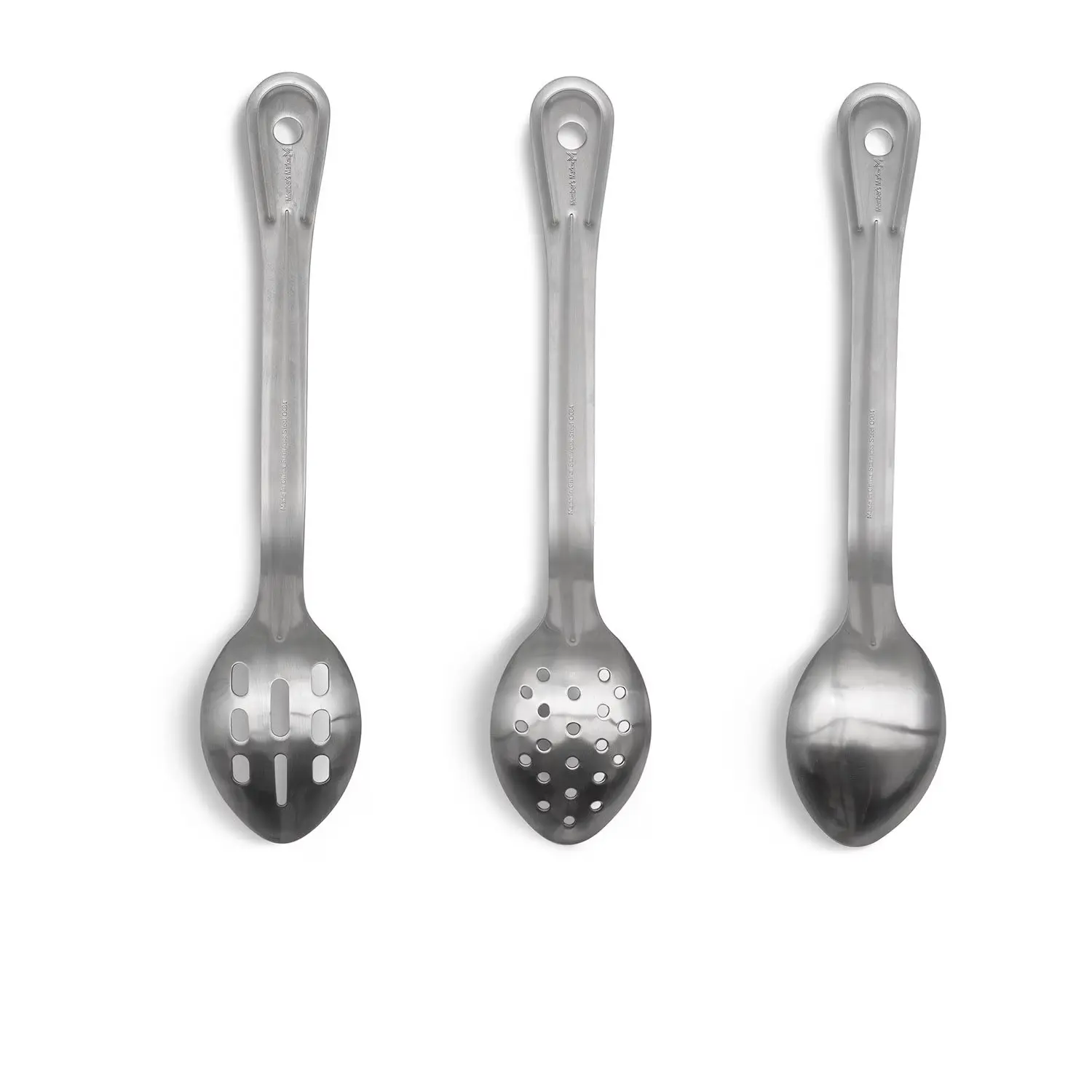Member's Mark stainless steel kitchen spoons three-piece set with slotted perforated bowls