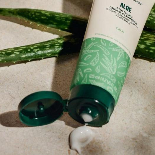 The Body Shop Aloe Vera liquid peel exfoliant with green tube and cap