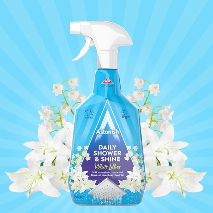 Astonish Daily Shower & Shine White Lilies trigger spray cleaner bottle