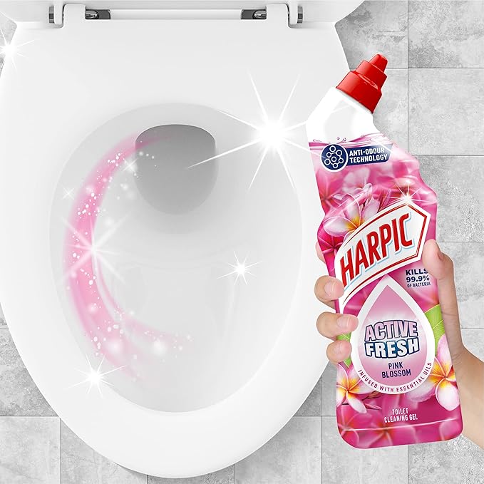 Harpic Active Fresh Pink Blossom toilet cleaning gel 750ml bottle