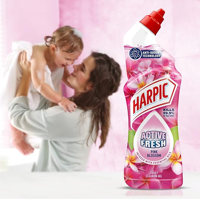 Harpic Active Fresh Pink Blossom toilet cleaning gel 750ml bottle