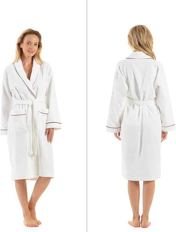 White Pearl Prestige Turkish cotton terry towelling bath robe with belt