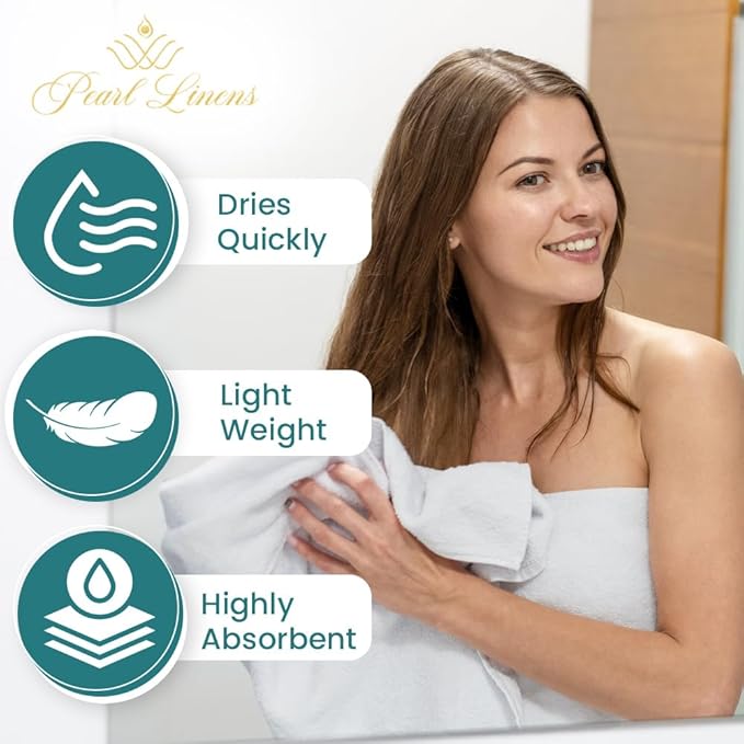 White Pearl Linens Ultimate 600 GSM bath towel, highly absorbent and lightweight