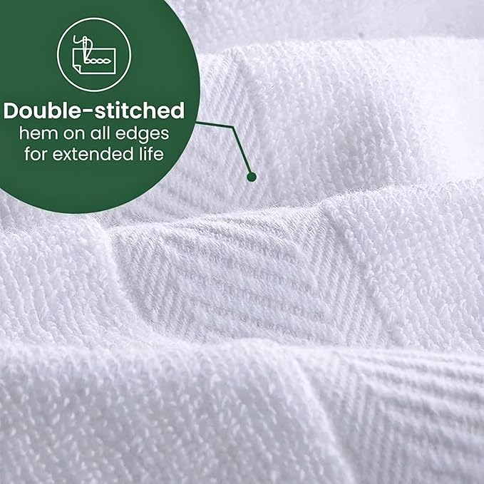 White Pearl Ultimate 600 GSM Collection bath towel, double-stitched edges